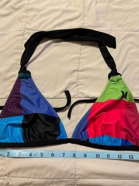 Hurley Multicolor Triangle Bikini Top in Neon and Black No size Tag But C cup+